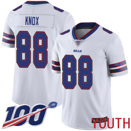 Youth Buffalo Bills #88 Dawson Knox White Vapor Untouchable Limited Player 100th Season NFL Jersey->youth nfl jersey->Youth Jersey